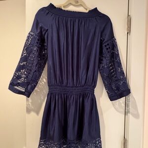 Ramy Brook Navy Blue Lace Mini Dress